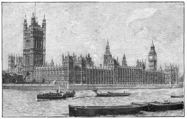 THE NEW HOUSES OF PARLIAMENT: DESIGNED BY BARRY, OPENED 1852.