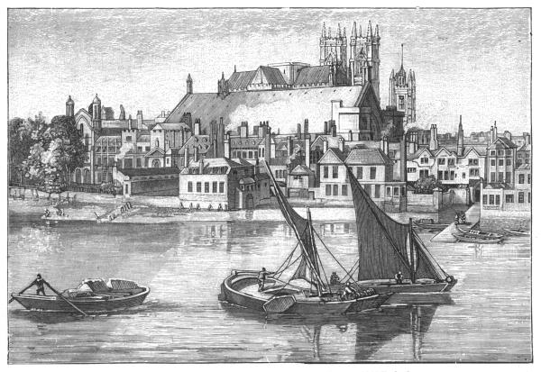 THE OLD HOUSES OF PARLIAMENT AND WESTMINSTER ABBEY, 1803.